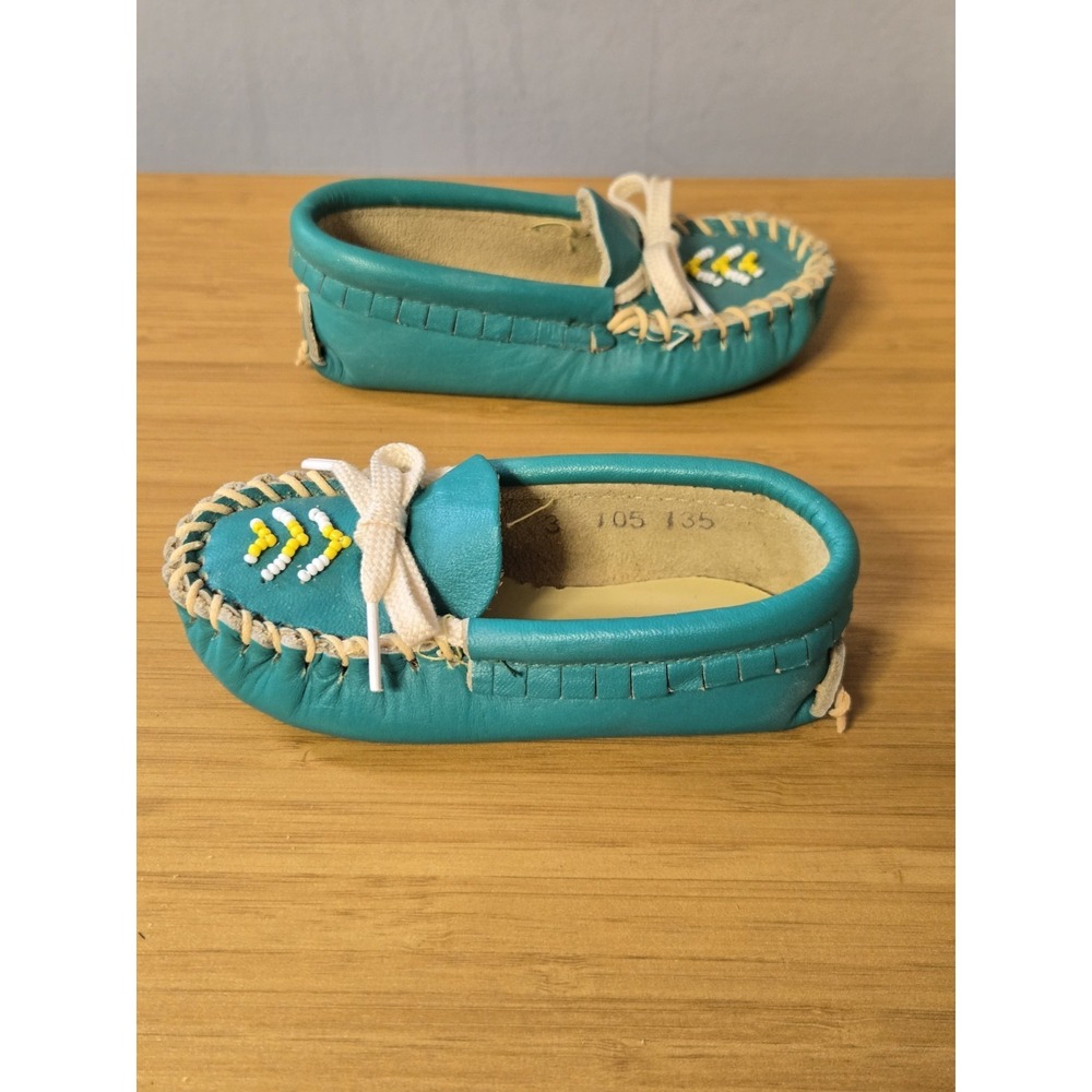 Vintage J.L. Coombs Wigwam Size 3 Toddler Moccasins With Original Box. NEW - Picture 8 of 11